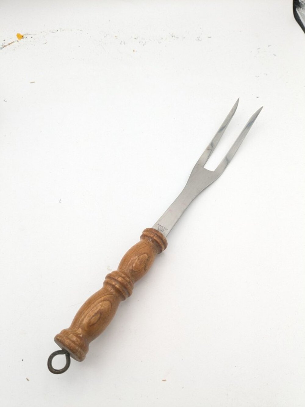 Vintage Meat Fork 11 3/4" Wood Handle Stainless Steel Japan